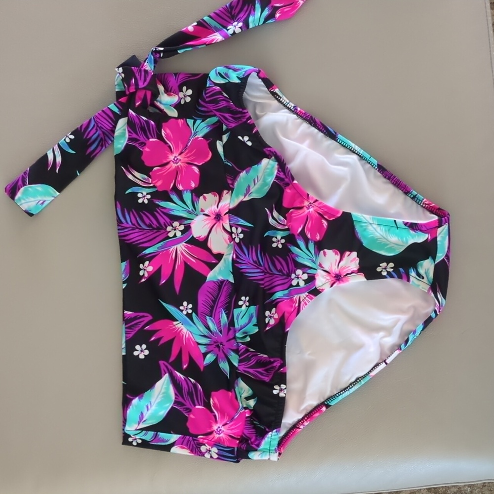 VENUS Floral Bikini Bottom with Pink and Teal Accents